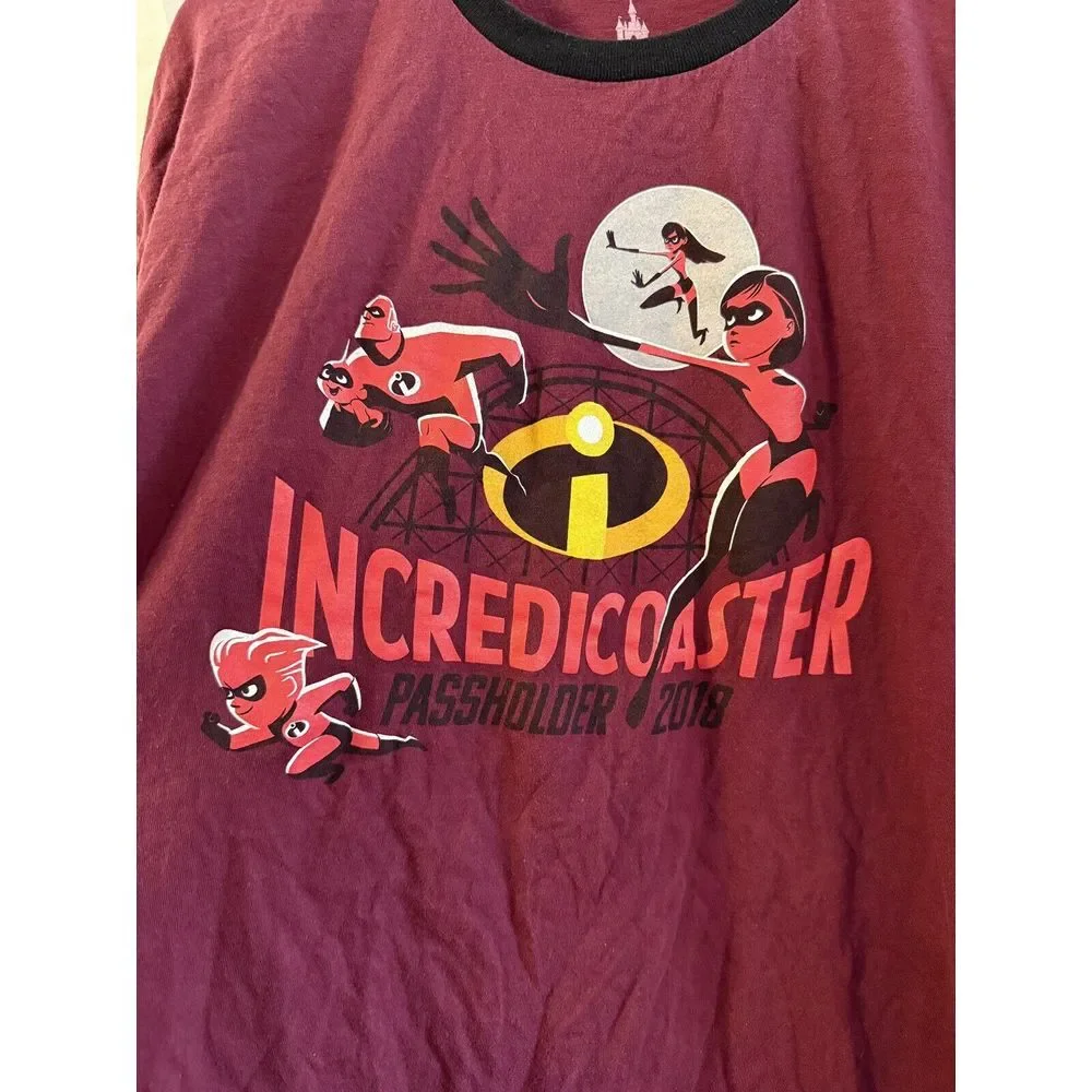 DISNEY PARKS INCREDICOASTER‎ 2018 PASS HOLDER INCREDIBLES RINGER TSHIRT XXL Rare